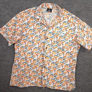 Kennington Shirt Mens M Hawaiian Floral Pineapple Print AOP Short Sleeve Aloha